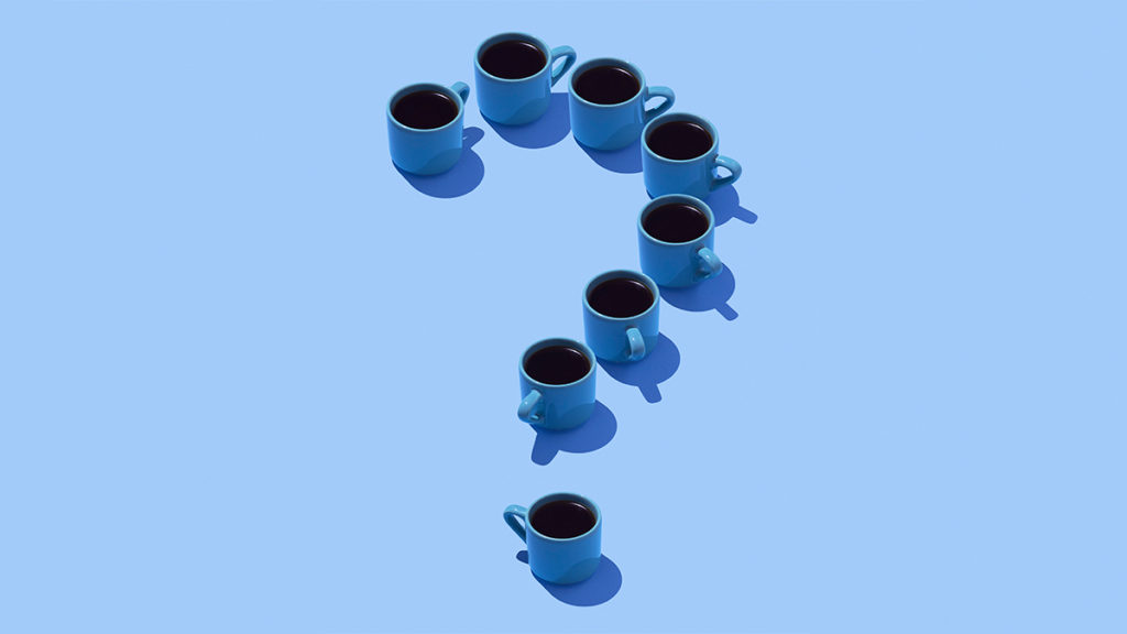 Coffee cups in the shape of a question mark