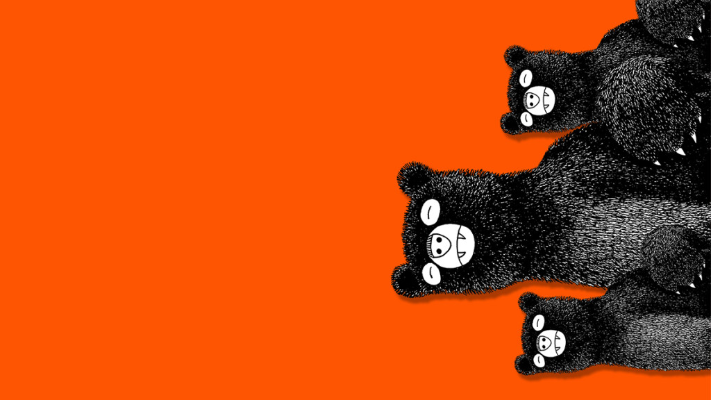 Illustration of bears on red background